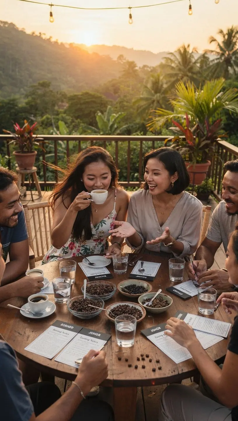 A close-up of freshly ground coffee beans beside a tea infuser filled with aromatic herbs, emphasizing the contrast between the two beverages.
