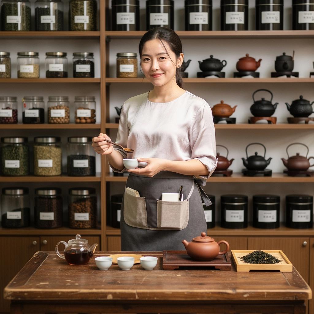A vibrant market scene showcasing various types of tea leaves and blends.