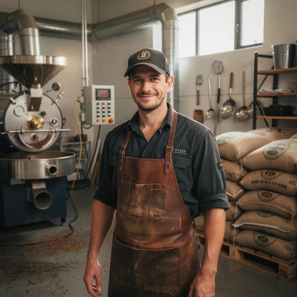A hand pouring hot water over coffee grounds in a Chemex brewer.